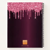 Burgundy glitter roze goudmonogram notitieboek (Achterkant)