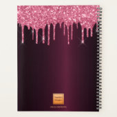 Burgundy glitter roze monogram planner (Achterkant)