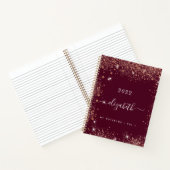 Burgundy glitter stofnaam scriptboek notitieboek (Binnen)