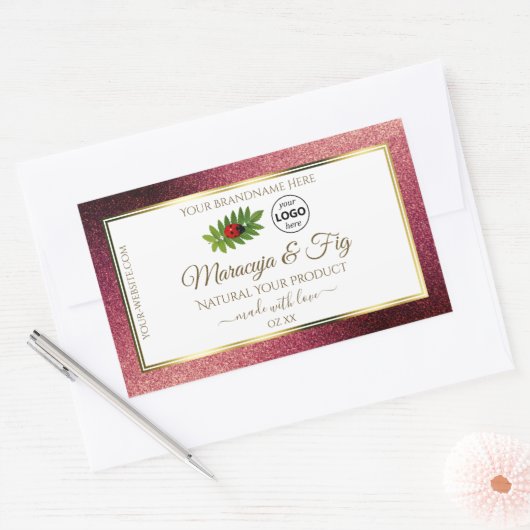 Burgundy Glitter White Product Labels Ladybug Logo (Envelop)