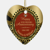 Burgundy & Gold 50th Wedding Jubileum Keramisch Ornament (Rechts)