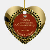 Burgundy & Gold 50th Wedding Jubileum Keramisch Ornament (Achterkant)