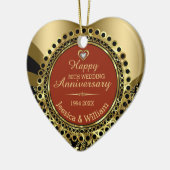 Burgundy & Gold 50th Wedding Jubileum Keramisch Ornament (Links)