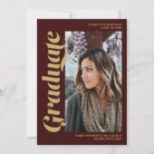 Burgundy Gold afstuderen afstuderen met scriptfoto Kaart (Voorkant)