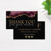 Burgundy gold agate bedankt je korting visitekaartje (Bureau)