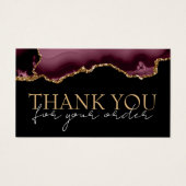 Burgundy gold agate bedankt je korting visitekaartje (Voorkant)