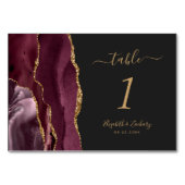 Burgundy Gold Agate Dark Wedding Kaart (Voorkant)