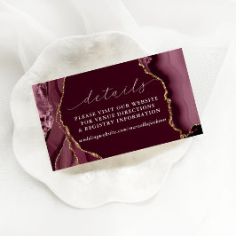 Burgundy & Gold Agate - Details Note Kaart Notitiekaartje