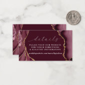 Burgundy & Gold Agate - Details Note Kaart Notitiekaartje (Voorkant / Achterkant in situ)