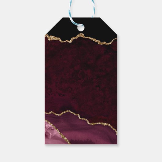 Burgundy Gold Agate Geode Bedankt Weddenschap Cadeaulabel (Achterkant)