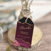 Burgundy Gold Agate Geode Bedankt Weddenschap Cadeaulabel