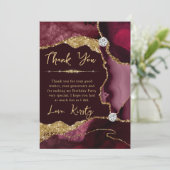 Burgundy Gold Agate Geode Birthday Bedankkaart (Staand voorkant)