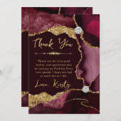 Burgundy Gold Agate Geode Birthday Bedankkaart (Voorkant / Achterkant)