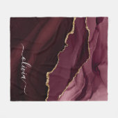Burgundy Gold Agate Geode Gold Monogram Fleece Deken (Voorkant (Horizontaal))