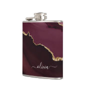 Burgundy Gold Agate Geode Gold Monogram Heupfles (Links)