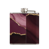 Burgundy Gold Agate Geode Gold Monogram Heupfles (Achterkant)