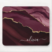 Burgundy Gold Agate Geode Gold Monogram Muismat (Voorkant)