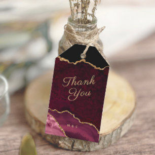Burgundy Gold Agate Geode Hartelijk dank Cadeaulabel