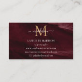 Burgundy Gold Agate Geode Monogram Girly Script Visitekaartje (Achterkant)