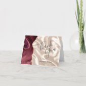 Burgundy Gold Agate Ivory Silk Wedding Thank You Kaart (Voorkant)