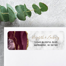 Burgundy Gold Agate Marble Return Label