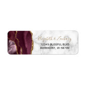 Burgundy Gold Agate Marble Return Label (Voorkant)