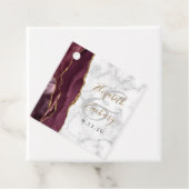Burgundy Gold Agate Marble Wedding Bedankjes Labels (In situ)