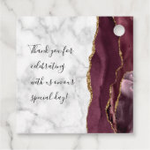 Burgundy Gold Agate Marble Wedding Bedankjes Labels (Achterkant)