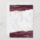 Burgundy Gold Agate Marble Wedding Kaart (Achterkant)