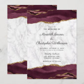 Burgundy Gold Agate Marble Wedding Kaart (Voorkant / Achterkant)