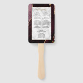 Burgundy Gold Agate Marble Wedding Programme Handwaaier (Achterkant)