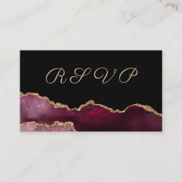 Burgundy Gold Agate Virtual Wedding RSVP Informatiekaartje