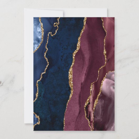 Burgundy & Gold Agate Wedding Invitation Kaart (Achterkant)