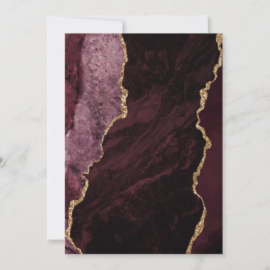 Burgundy Gold Agate Wedding Kaart (Achterkant)