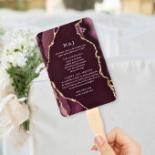 Burgundy & Gold Agate Wedding Program Handwaaier