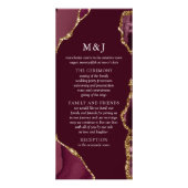 Burgundy & Gold Agate Wedding Program Reclamekaart (Voorkant)