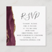 Burgundy Gold Agate Wedding QR Code RSVP Informatiekaartje (Voorkant)