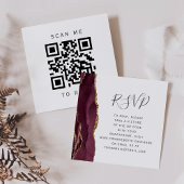 Burgundy Gold Agate Wedding QR Code RSVP Informatiekaartje
