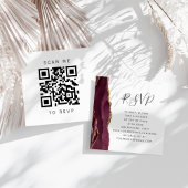Burgundy Gold Agate Wedding QR Code RSVP Informatiekaartje
