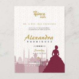 Burgundy & Gold Arabian Quinceañera Foto Briefkaar Briefkaart