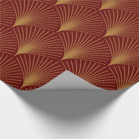 Burgundy & Gold Art-Deco Seamless Pattern Cadeaupapier (Hoek)