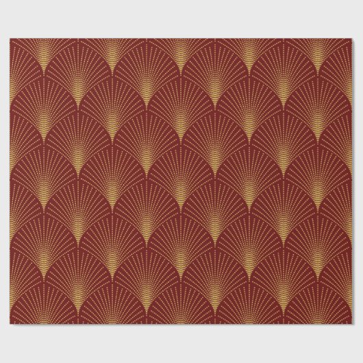 Burgundy & Gold Art-Deco Seamless Pattern Cadeaupapier (Vlak)