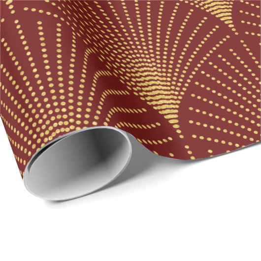 Burgundy & Gold Art-Deco Seamless Pattern Cadeaupapier (Rol Hoek)