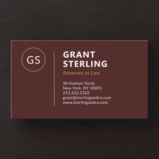 Burgundy Gold Attorney at Law  Visitekaartje