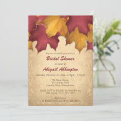 Burgundy Gold Autumn Bridal Shower-uitnodigingen Kaart (Staand voorkant)