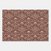 Burgundy Gold Baroque Christmas Ornament Pattern Inpakpapier Vel (Voorkant)