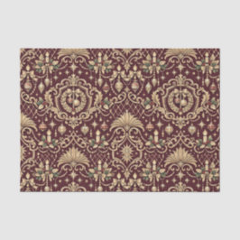 Burgundy Gold Baroque Christmas Ornament Pattern Tissuepapier