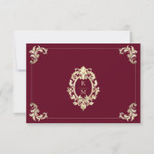 Burgundy Gold Baroque QR Code Wedding RSVP Kaartje (Achterkant)