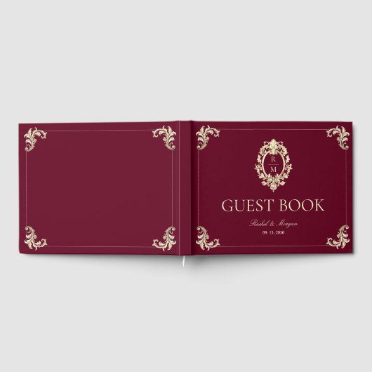 Burgundy Gold Baroque Wedding Gastenboek (Volledig)