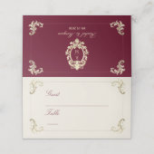 Burgundy Gold Baroque Wedding Plaatskaartje (Buitenkant ongevouwen)